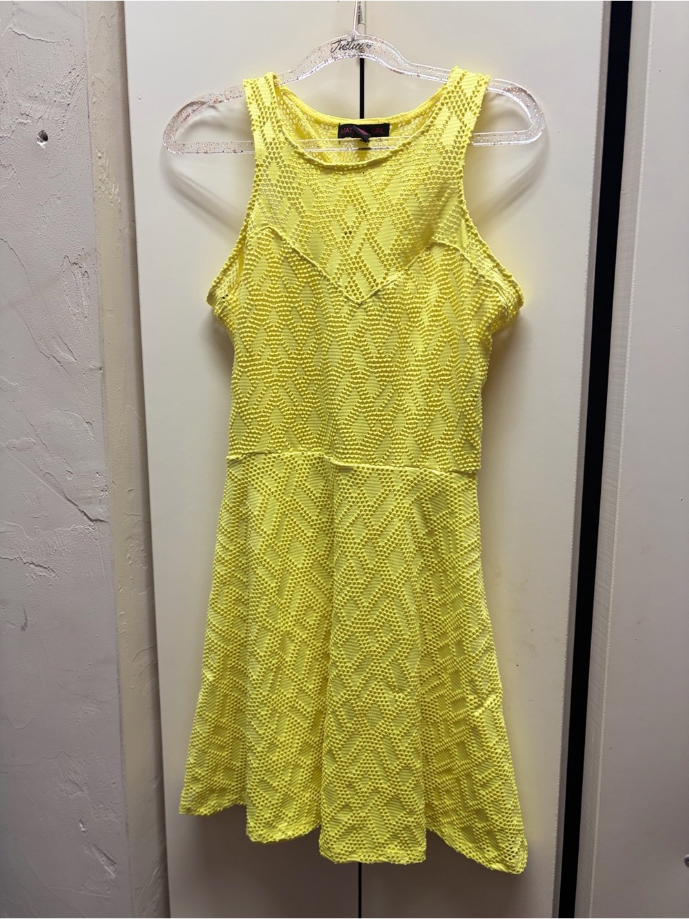 Material Girl Yellow Lace Fit & Flare Dress